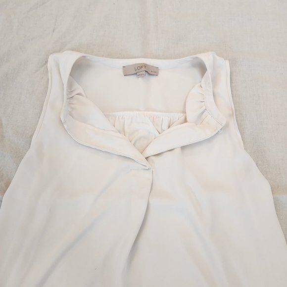 LOFT Sleeveless Cream-Colored Top - XXS Petite - Picture 7 of 13
